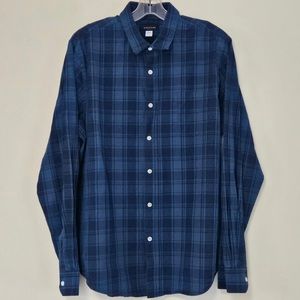 Structure Men's Long Sleeve Blue Plaid Button Up Shirt Size Large Modern Fit